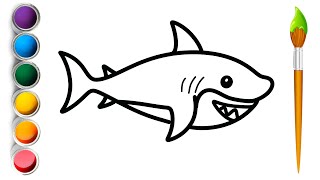 Bolalar uchun akula chizish / Drawing Baby Shark for Kids song / Рисуем Бейби Шарк песенка
