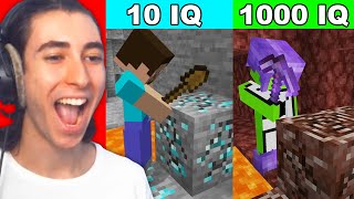 Reacting to 1000 IQ plays vs 10 IQ plays in Minecraft...