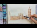 amazing art diary 012 watercolor tutorial skecthing relax painting bigben westminster london england