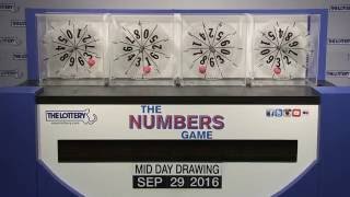 Midday Numbers Game Drawing: Thursday, September 29, 2016