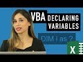 How to Declare (Dim) and Set VBA Variables (use data types correctly)