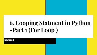 7. For Loop Statment in Python