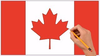 How to Draw a Canada Flag Step by Step Easy | Coloring Book Page and Drawing Learn Colors For Kids