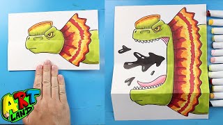 How to Draw a Dilophosaurus Surprise Fold