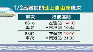 元旦收假日國道迎車潮 高鐵加開2北上班次｜每日熱點新聞｜原住民族電視台