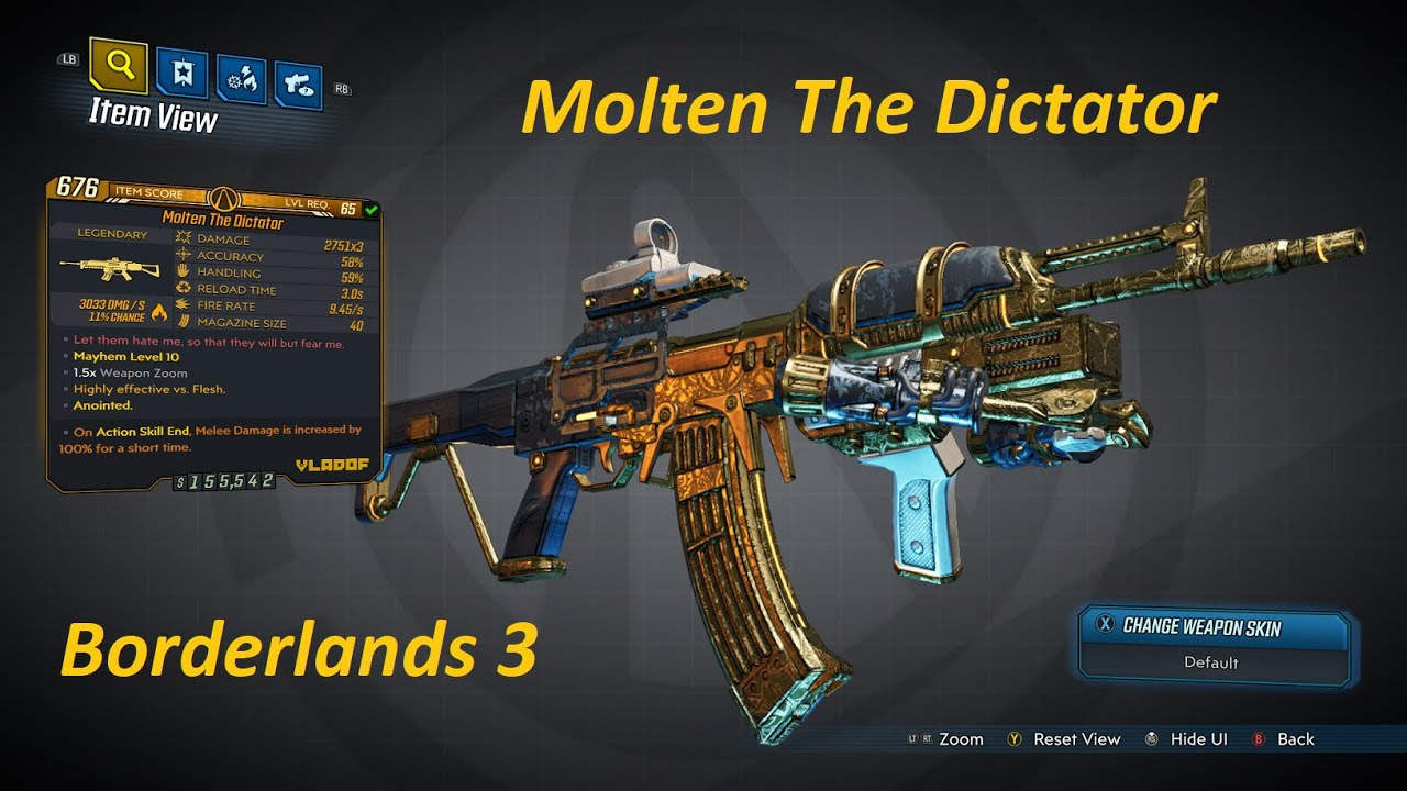 Borderlands 3: Mayhem 11 Legendary Weapon.. The Dictator Assault Rifle ...