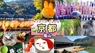 京都 | 嵐山グルメと嵐山散策(天龍寺、竹林、野宮神社etc…)| 嵐山モンキーパークいわたやま 【旅Vlog】2022