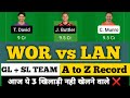 WOR vs LAN dream11 prediction || wor vs lan dream11 team || wor vs lan dream11 today match