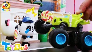 Bad Monster Car Stole Panda's Candy | Monster Police Car | Paw Patrol Team | Kids Toys | ToyBus