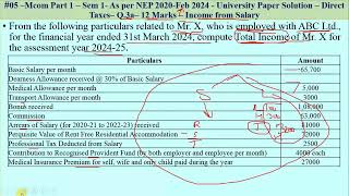 #04–Mcom Part 1–Sem1- As per NEP 2020-Feb2024 -University Paper Solution–Direct Taxes–Q.3a–12 Marks