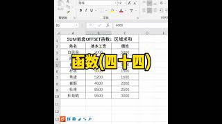 Excel函数教學44：SUM函数嵌套OFFSET函数对区域求和，soeasy,学起来。Excel教學Excel tutorial excel技巧Excel演示教学. #Shorts