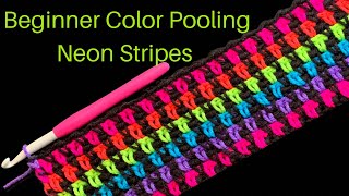 #crochet #tejer Absolute Beginner Color Pooling Red Heart Neon Stripes