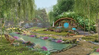 Hobbit Village Ambience 🌿🌼 Peaceful Afternoon In The Shire, Relaxing Nature Sounds, Occasional Rain