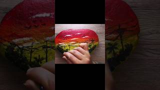 How To Acrylic Painting on Stone｜Lake scenery Painting Step by Step ｜Painted Rocks｜Satisfying