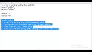 Data structures & Algorithms- Reverse a string using two pointer approach