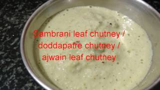 Sambrani leaf chutney/ doddapatre chutney/ ajwain leaf chutney recipe