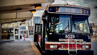 4k TTC BUS RIDE TORONTO 111 EAST MALL #8029 FROM KIPLING SUBWAY TO EGLINTON 1/10/22