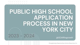 LEARN HOW TO APPLY TO NEW YORK CITY PUBLIC HIGH SCHOOLS