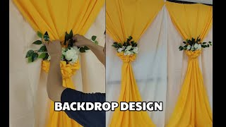 BACKDROP DESIGN ROSE PLEATS DESIGN WITH ARTIFICIAL FLOWERS BACKDROP DESIGN TUTORIAL TABLE SKIRTING