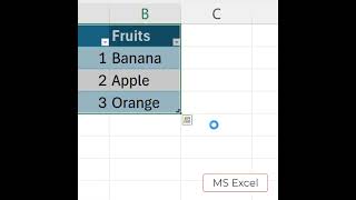 MS Excel Applying Table Style