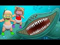 Baby & Girlfriend Swallowed By SEA MONSTERS in Roblox!