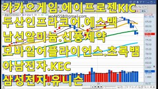 [주식강의] 카카오게임.에이프로젠KIC.두산인프라코어.에스맥.남선알미늄.신풍제약.모바일어플라이언스.초록뱀.아남전자.KEC.삼성전자.유니슨