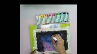Oil pastel drawing || galaxy scenery, easy tutorial/for beginners