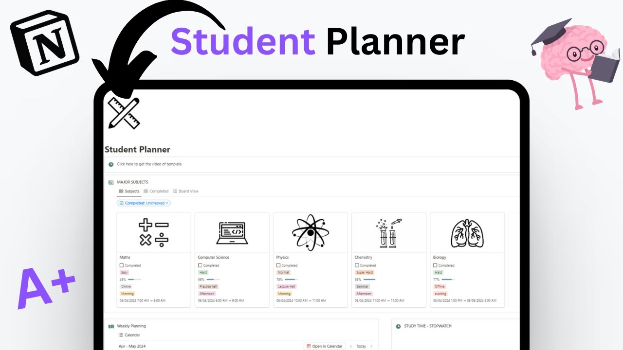 Notion Student Planner Free Template Tour Youtube