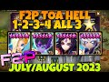 F2P TOA HELL STAGE 1 2 3 4 ( LAIMA ASCHUBEL MOOKWOL ABELIO ) JULY AUGUST 2023 SUMMONERS WAR