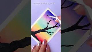 Easy Watercolor Painting || Cotton Candy Sunset #CreativeArt #Satisfying