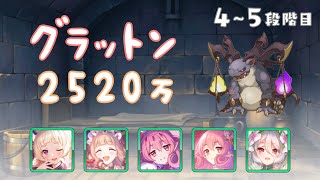 【プリコネR】4段階目 / 5段階目 グラットン 魔法 2520万 開幕Breakなし【9月クランバトル】