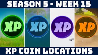 ALL 20 XP COIN LOCATIONS (WEEK 15)! Gold, Purple, Blue & Green Coins [Fortnite Season 5]