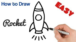 How to Draw a Rocket Cartoon drawings for kids step by step super easy