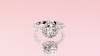 Oui by Jean Dousset Lab Grown Diamonds- Jacqueline Halo Engagement Ring, 1.00+ Carats Round Cut