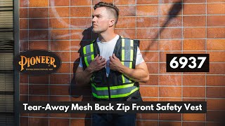 Pioneer 6937 Hi-Viz Safety Tear-Away Mesh Back Zip Front Safety Vest | Safetywear.ca