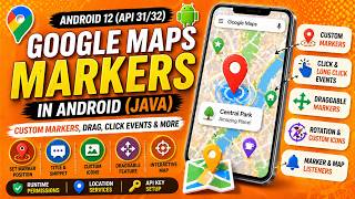 ANDROID - GOOGLE MAP MARKERS - POSITION, ICON, SNIPPET, CLICK EVENT, DRAG || TUTORIAL IN JAVA