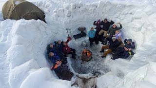 I Took 14 Beginners Winter Camping in a Snow Storm - 9ft/3m Deep Snow Shelter