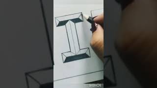 How to Draw 3d Letter I | 3D Alphabet Tutorial Series #Short_9 How to convert 2d Letters into 3D