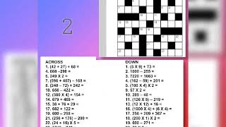 5 puzzles (crosswords) with solution related to math