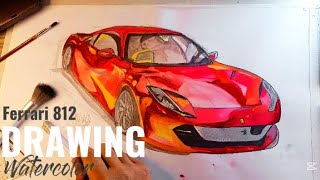 Timelapse: Drawing a Hyper-Realistic Ferrari 812 Superfast | Speed Drawing | Drawing Ferrari