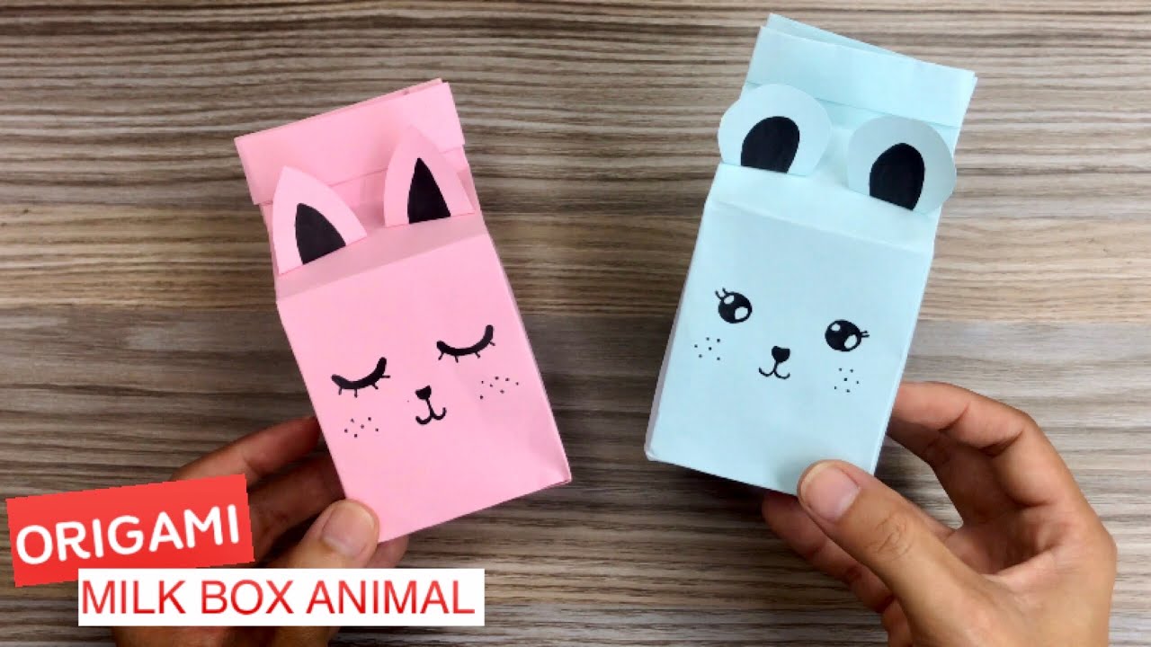 How To Make Origami Paper MILK BOX ANIMAL | Cute Origami Step By Step ...