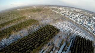 北海道 drone 朝の樽前山と北国の春風景