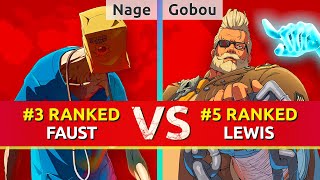 GGST ▰ Nage (#3 Ranked Faust) vs Gobou (#5 Ranked Goldlewis). High Level Gameplay