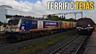 TERRIFIC TEJAS || Chennai Egmore - Trichy Tejas Overtakes Tirupadripulyur - Trichy DEMU || 4K