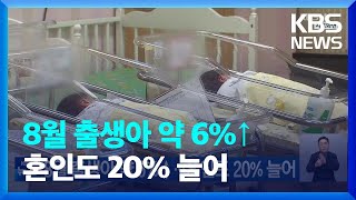 8월 출생아 약 6%↑…혼인도 20% 늘어 / KBS  2024.10.23.