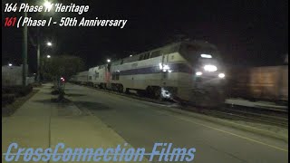 Rare Occurrence! Amtrak P098-13 W/2 Heritage Units 164 Phase IV \u0026 161 Phase I In Fay NC