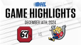 OHL Highlights: Ottawa 67's @ Barrie Colts Dec. 14, 2024