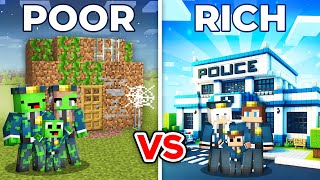 Maizen RICH Police vs Mikey POOR Police Family Battle in Minecraft! - Parody Story(JJ and Mikey TV)