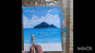 acrylic painting # ocean beach drawing# scenery# painting with acrylic colours