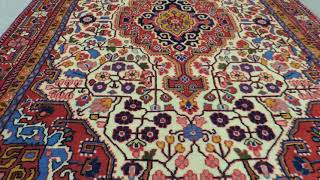 Semi-Antique Persian Rug Medallion, Beige, Rust, Wool, Cotton -  #314